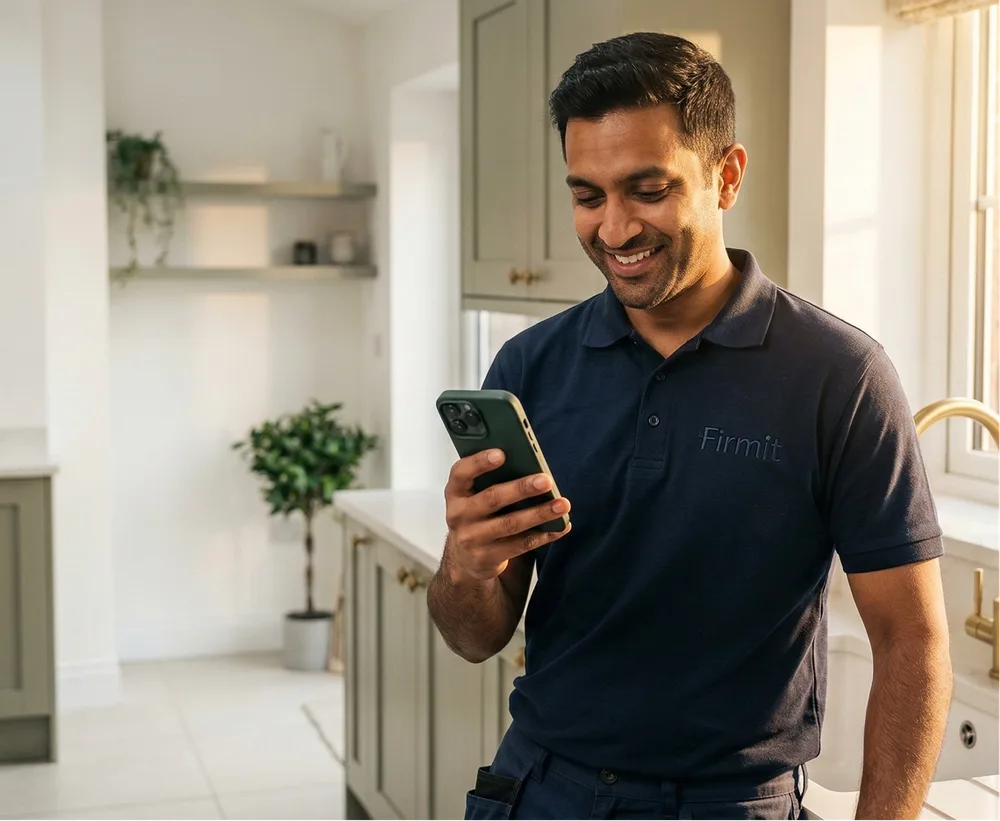 A tradesperson getting paid through Firmit